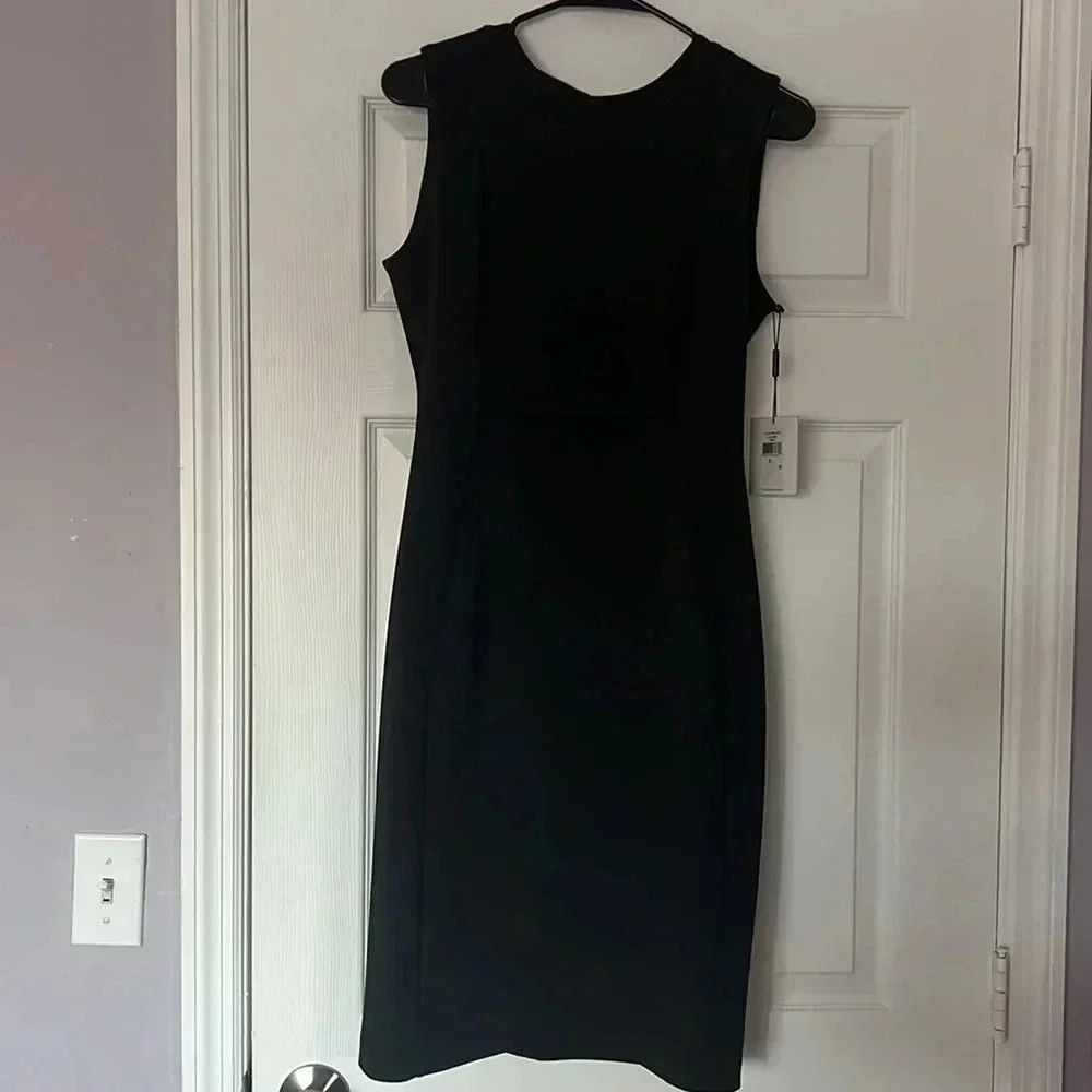 Calvin Klein Sleeveless Seam Front Scuba Crepe Crew Neck Sheath Dress Size 6 - Picture 6 of 8